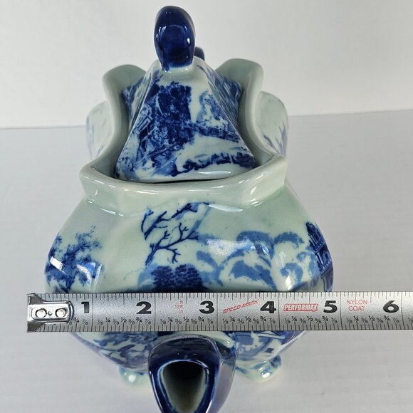 Genuine Victoria Ware Ironstone Flow Blue And White Large Teapot - Picture 15 of 15